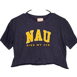Original League NAU Northern Arizona University Kiss My Axe Navy Crop Top Medium